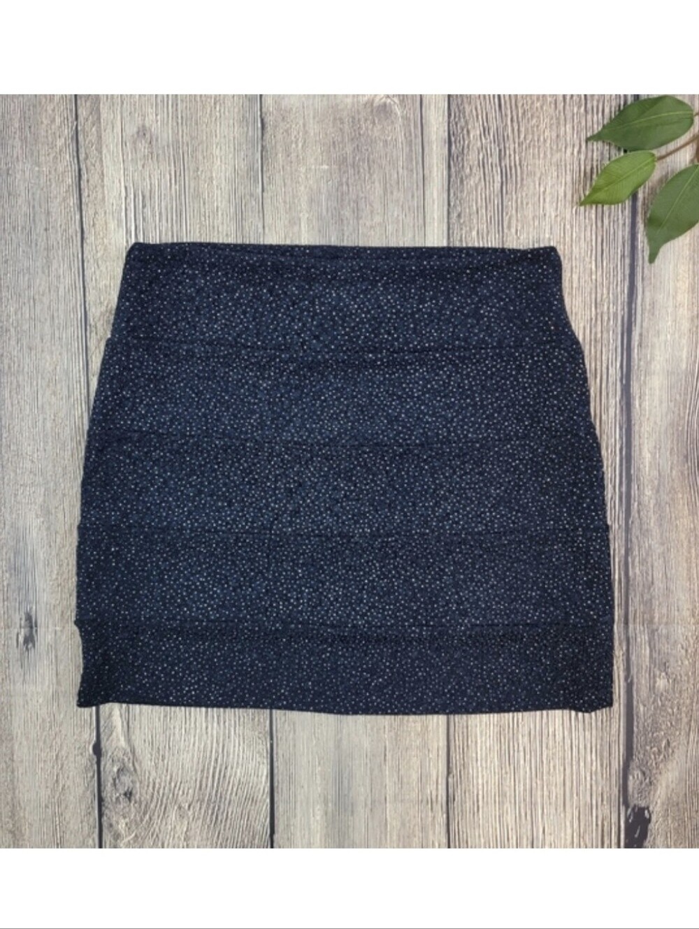 A'gaci Navy Metallic Shimmer Bodycon Mini Skirt